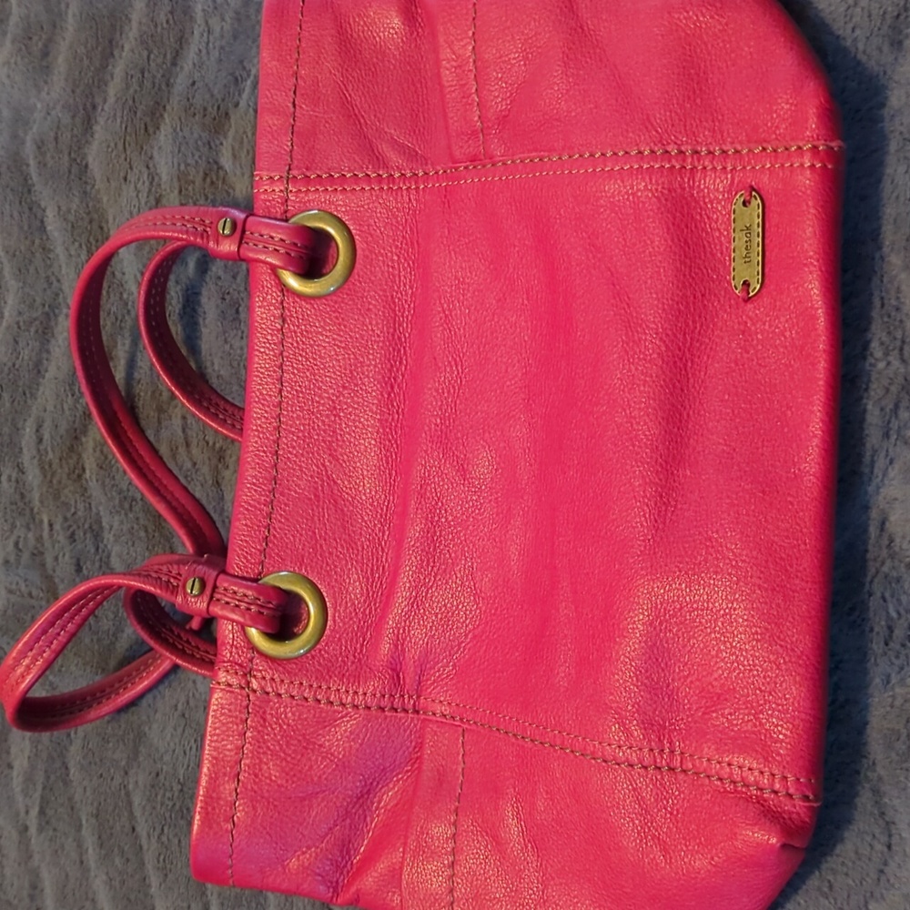 The Sak Red Zip Real Leather Purse with Pockets